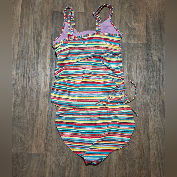 2pc Athleta Montego Stripe Ruched Tankini Swimsuit. - Picture 10 of 15